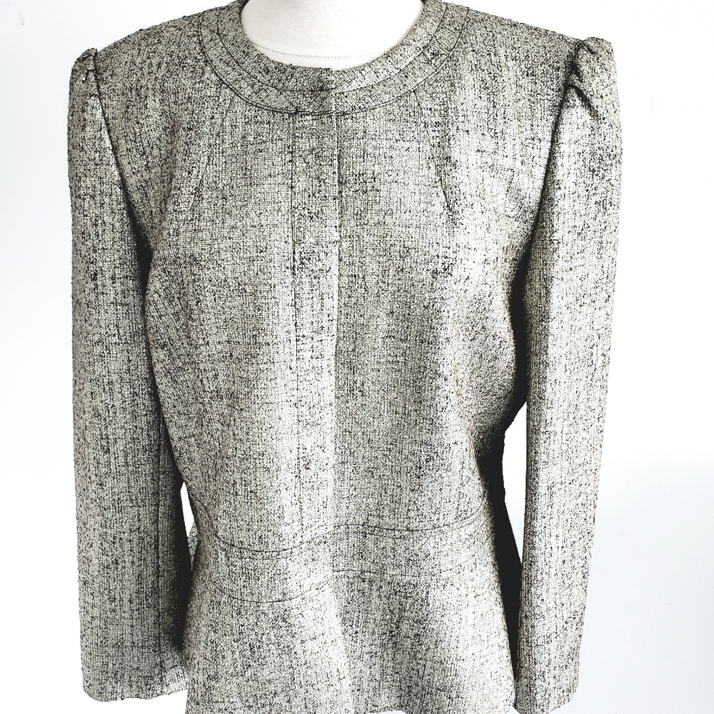 Lafayette 148 NY Peplum Beige Metallic  Blazer